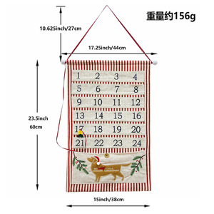 Broderie en lin calendriers de l'<span class=keywords><strong>avent</strong></span> de Noël suspendus coton lin calendrier de l'<span class=keywords><strong>avent</strong></span> Noël 2025 - Product Image 5