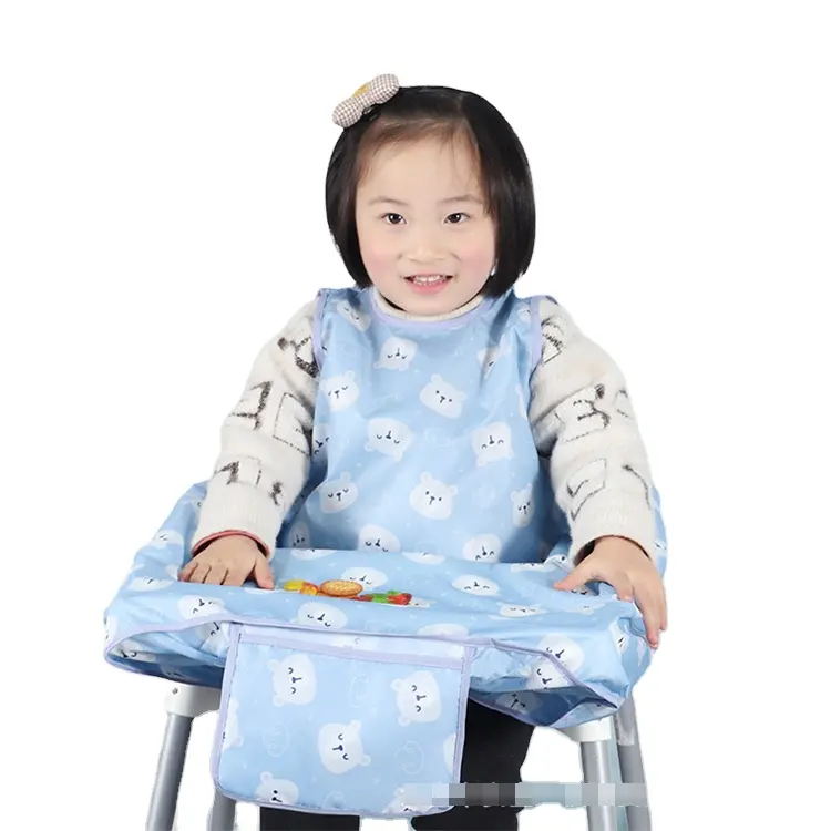 아기 6-36 달을 위한 방수 짧은 긴 소매 수도꼭지 완전히 아기 & 높은 의자를 덮으십시오