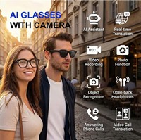 Gafas Inteligentes con IA, Tipo OEM, Carga Tipo-C, Control por Aplicación, Llamadas de Audio y Video, Traducción, Video GPT 1080P, Resistentes al Agua IPX-4