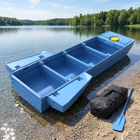 Bateau Pliant Modulaire en LDPE, Portable, Prêt pour le Toit de Voiture, Léger, Épaissi, Robuste, Écologique, Recyclable, Grand Espace de Rangement pour le Lac et le Travail