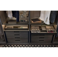 Nouveau design de porte en verre italien armoire de chambre à coucher placard personnalisé organisateur de vêtements à led de luxe armoire de rangement