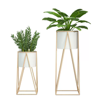 Ensemble de 2 supports métalliques pour fleurs, pour la maison et l'extérieur, avec rangement pour plantes et pots