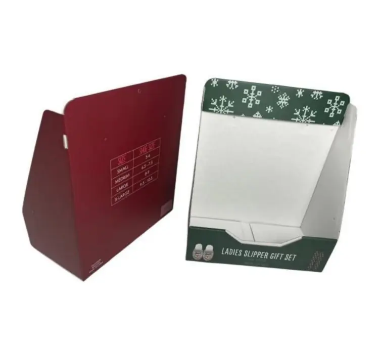 Weihnachten populäres Design Einzelhandel Display Box recycelbare farbig bedruckte Wellpappe Schuhe Slipper Box Verpackung