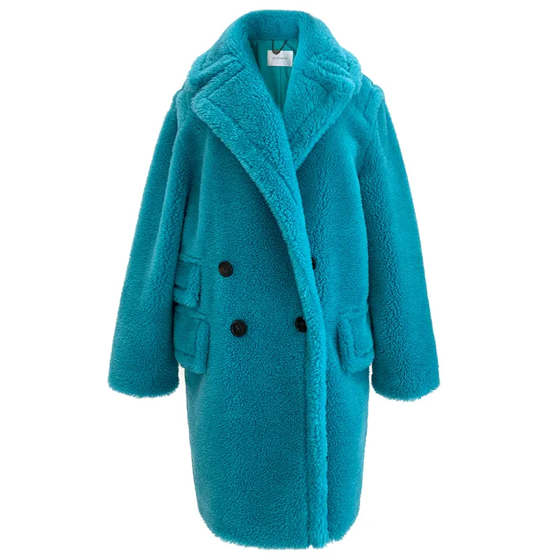 Casacos de pelúcia de alpaca tipo h, novas casacos de pelúcia tipo h importados para mulheres, casaco de lã médio e longo 2022