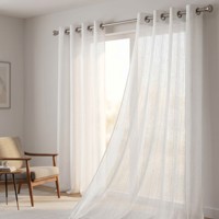 Rideau de fenêtre occultant semi-occultant 180 GSM 100 % polyester aspect lin slub, protection UV élevée, pour salon et hôtel