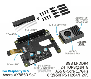 Kit accélérateur IA M.2 M5Stack AI-8850 LLM en carton aggloméré, offre une alternative au Raspberry <span class=keywords><strong>Pi</strong></span> AI HAT+2 avec processeur Octa-core Cortex A55 - Product Image 2