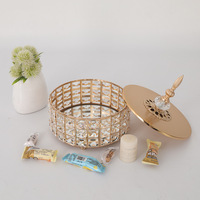 Grande assiette de fruits en cristal de style européen, boîte de rangement créative de bonbons dorés, plateau de salon en verre et métal pour banquet de mariage à la maison