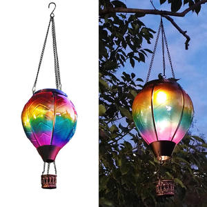 Đèn LED năng lượng mặt trời ngoài trời chống thấm nước hình khinh khí cầu lửa nhấp nháy trang trí sân vườn treo đèn lồng - Product Image 6