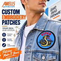 Patch Bordir Ular Cobra Kustom, Lencana Bulat Viper untuk Jaket Motor, Tas Ransel, Topi, dan Pakaian Jalanan AWELLS