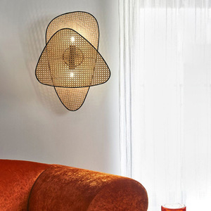 Lampe murale de style japonais Yumesho, en rotin tissé, ampoule LED E27 pour chambre à coucher, couloir, maison d'hôtes - Product Image 5