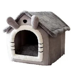애완 동물 용품 빨 수있는 따뜻한 봉제 부드러운 애완 동물 하우스 소형 중형 대형 개와 고양이를위한 접이식 침대