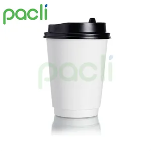 Gobelets en papier imprimé avec couvercle plat en forme de dôme Tasse à café et thé jetable 500ml 16oz