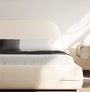 이탈리아 명품 모던 침실 가구 소프트 침대 수납형 벨벳 가죽 오크 원목 프레임 미니멀 스타일 - Product Image 3