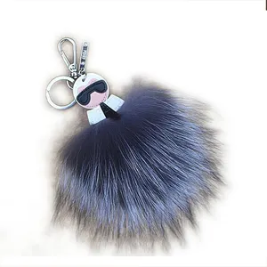 2021 New style fashion fox monster fur pom pom ball keychain