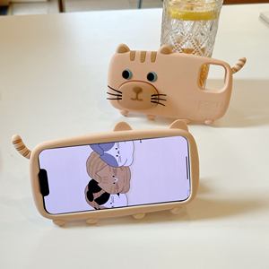 Funda de teléfono con personaje de silicona con soporte de gato 3D para Iphone 16 15 14 13 Pro Max, bonita funda protectora a prueba de golpes - Product Image 6