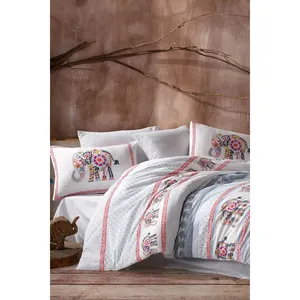 Parure de lit double en coton tissé uni Karden Flower Elsa sans drap, blanche, 2 taies d'oreiller, respirante, textile de maison, vente en gros - Product Image 2