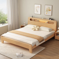 Lit simple en chêne massif de style nordique |   Lit double élégant et minimaliste pour hôtels et appartements |   Meubles de chambre à coucher