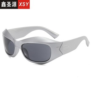 Xsy Steampunk Sunglasses Silver <b>Frame</b> Polarized Lens Uv400 Protection For Men And Women Sports Eyewear - Product Image 1