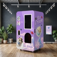 Machine à glaces molles entièrement automatique multi-tension avec distributeur de gobelets intégré et réservoir de lait de 18 L