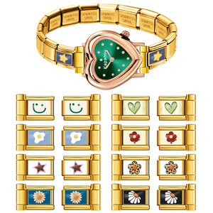 Reloj Kapanou con Forma de Corazón, Brazalete Dorado y Dijes Intercambiables para Mujer, Accesorios de Moda - Product Image 1