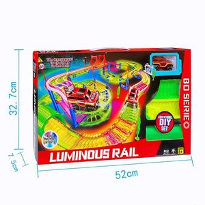 Coche de juguete con ranura para niños, juguete de construcción con brillo en la oscuridad, pista de carreras de arco iris Flexible, coches de juguete con ranura - Product Image 5