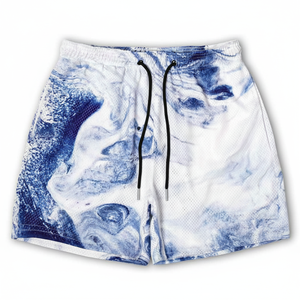 Pantalones cortos de malla transpirable Hip Hop sólidos para playa Impresión personalizada OEM Verano Sublimación digital MOQ bajo para hombres - Product Image 1