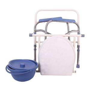 Chaise d'aisance pliante Toilette Acier Personnes âgées Handicapées Patient Douche Chaise Seau Dossier - Product Image 3