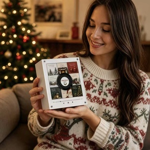Vente en gros usine Aimant de réfrigérateur musical NFC de Noël, disque vinyle personnalisé avec photo, cadeau de Noël, livraison rapide, faible MOQ - Product Image 3