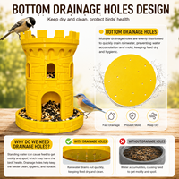 Mangeoire à oiseaux suspendue d'extérieur en plastique, design château, pour oiseaux sauvages, pour la décoration du jardin, de la cour et du balcon