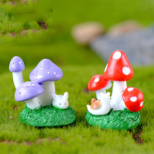 Resin Animal on <b>Mushroom</b> Mini Figurine Miniatures for Landscape Decorations Moss Plant Charm Desktop Ornaments DIY Accessories - Product Image 4