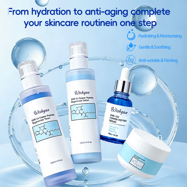 Hot-selling Collagen Skincare Set 7-piece Own Brand GHK-CU Copper Peptide Series Facial and Body Anti-Aging Skincare Set