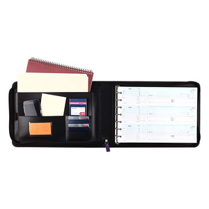 Deluxe Purple Zippered Extra Card Case Business Size 600 Check Capacity PU Leather 7 Ring Checkbook Binder
