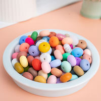 Cuentas de Silicona de Grado Alimenticio, No Tóxicas, de 23 mm, Color Sólido Personalizado, Forma Ovalada Plana, Coloridas, Certificadas por la CE, para la Fabricación de Joyería y Artículos para Bebés