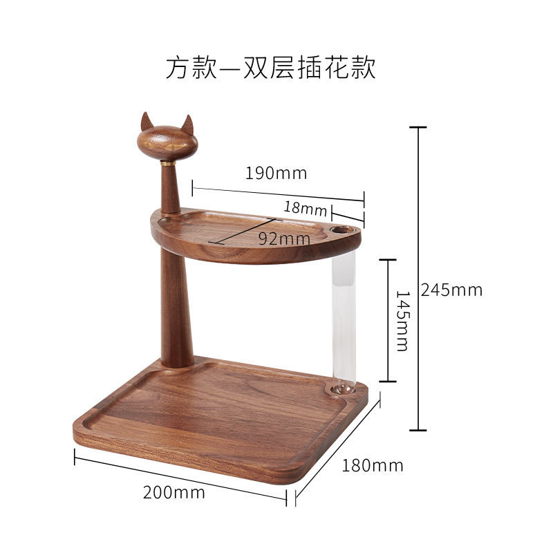 Cat storage (flower vase) - Walnut wood square style