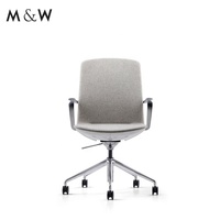 M & W Chaise de bureau ergonomique et pivotante en cuir pour réception de direction, moderne et inclinable, blanche