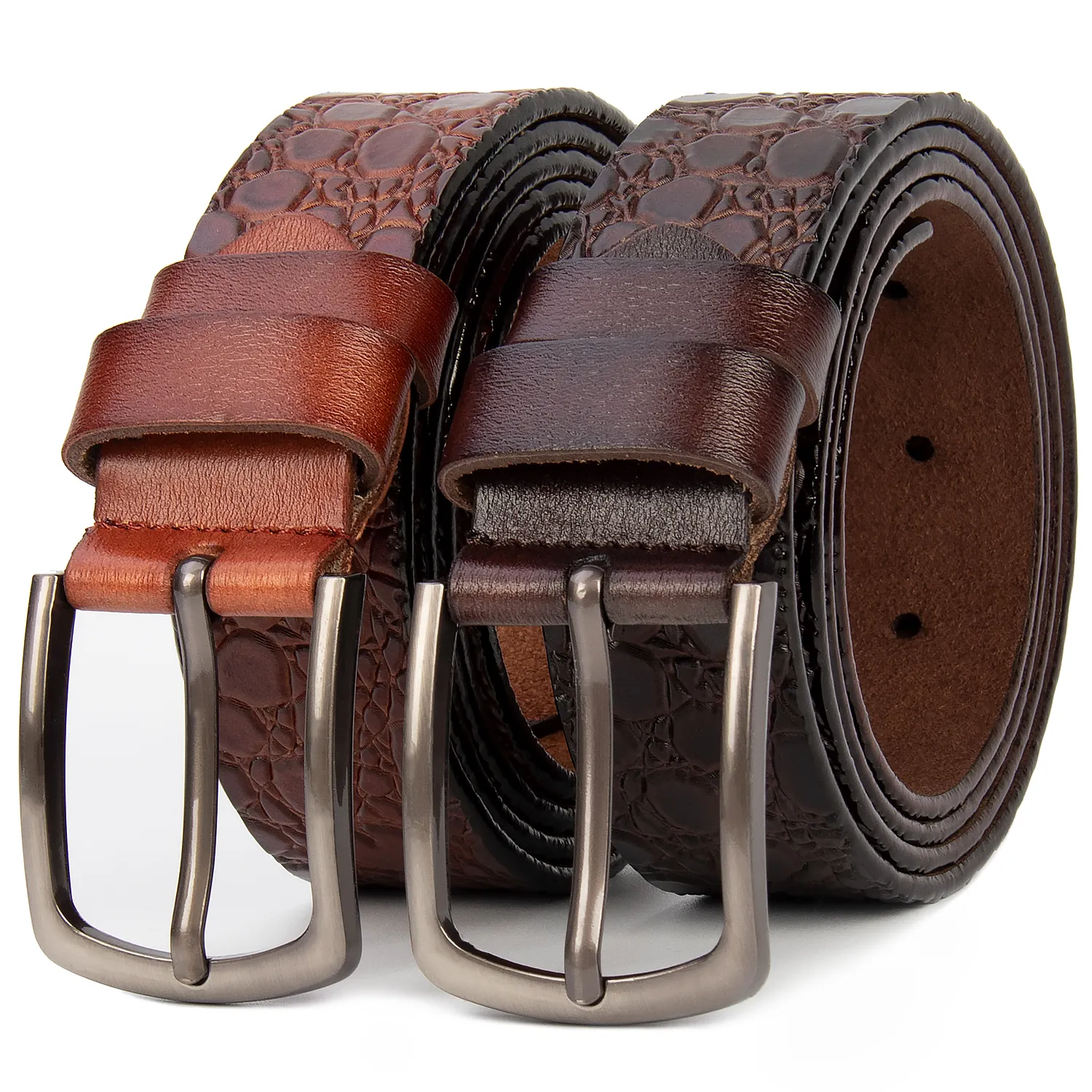 Ceinture à boucle ardillon en cuir véritable en gros d'usine ceintures personnalisées en cuir de vachette de haute qualité pour hommes