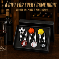 Ensemble de bouchons de bouteille de vin personnalisés SHUNSTONE, six designs sportifs avec boîte cadeau noire, idées de cadeaux d'entreprise originales pour hommes