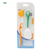Kit orthodontique portable en emballage blister, ensemble de soins d'hygiène orthodontique, pack de 6 pièces, cire, brosse interdentaire, miroir, étui de voyage