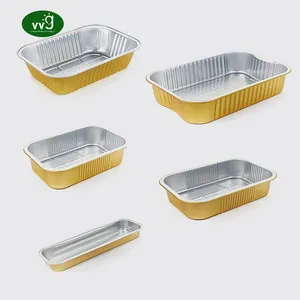 VVG disposable foil container heavy duty microwave oven safe gold aluminum foil baking pans for cooking baking BBQ