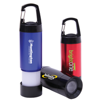 Senter Gantungan Kunci Mini Aluminium Multifungsi 2-in-1 Pembuka Botol Baterai CR2032 Portabel Teleskopik 1W LED Lampu Camping