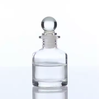 50ml vente en gros diffuseur de parfum transparent bouteille ronde en verre de parfum d'arôme avec bouchon en verre ou en caoutchouc