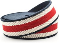 Sangle en coton écologique jacquard spirale chevrons bohème 1,5 po, motifs léopard/à rayures, bleu marine-rouge-ivoire, pour sacs de guitare DIY