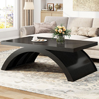 Table basse cintrée en gros, grain de bois de chêne naturel, base demi-cercle, support robuste, mobilier moderne pour salon