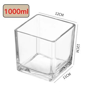 Rõ ràng Cube Nến Lọ trang trí nội thất sang trọng nến tàu rỗng rõ ràng vuông Glass Candle chủ <span class=keywords><strong>Jar</strong></span> với nắp đậy - Product Image 2