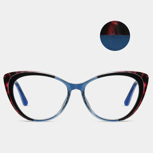 87234 Monturas de Gafas de Ojo de Gato, Montura Completa, Protección Anti Luz Azul, Unisex, Acetato TR90, Diseño con Patrón - Product Image 1
