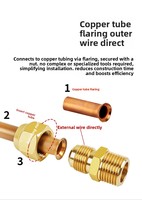 Adaptador de latón con rosca macho tipo abocardado SAE 1/8"-3/4" y acoplamiento de media unión macho BSPT/UNF para sistemas de propano/gas/refrigeración