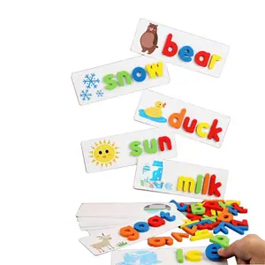 Holz 26 Alphabet Buchstaben Rechtschreib spielzeug Set Vorschule pädagogische Buchstaben Rechtschreib spielzeug mit Karten