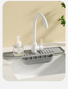 2024 Hot Selling Silicone Sink Faucet Mat Kitchen Drying Draining Pads Splash Guard Silicone Faucet Mat with <b>Soap</b> <b>Holder</b> - Product Image 4