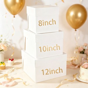 Caixa de Bolo de Aniversário <span class=keywords><strong>8</strong></span>*<span class=keywords><strong>8</strong></span>*<span class=keywords><strong>8</strong></span> Polegadas para Atacado, Embalagem para Bolos e Doces com Janelas - Product Image 3