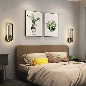 Plastic Background <b>Wall</b> Lamp Touch Control Dimmable LED <b>Light</b> for Bedroom Bedside Revolving Aisle <b>Wall</b> <b>Sconce</b> Modern Minimalist - Product Image 5